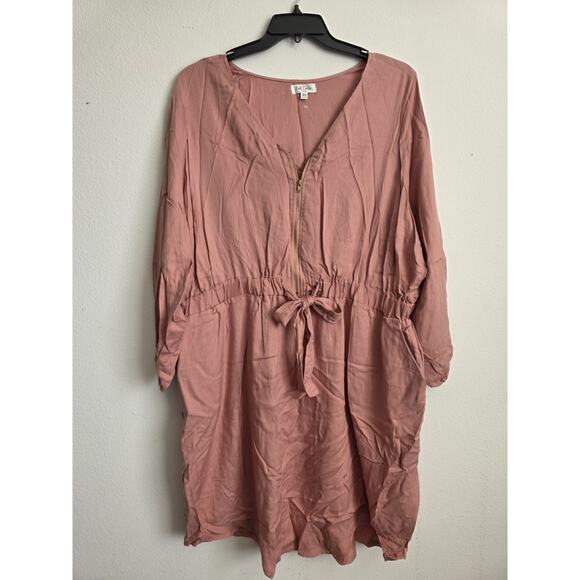 Full Circle Trends Dress NWT Long Sleeve Pink With Pockets 3X‎ - Picture 1 of 11